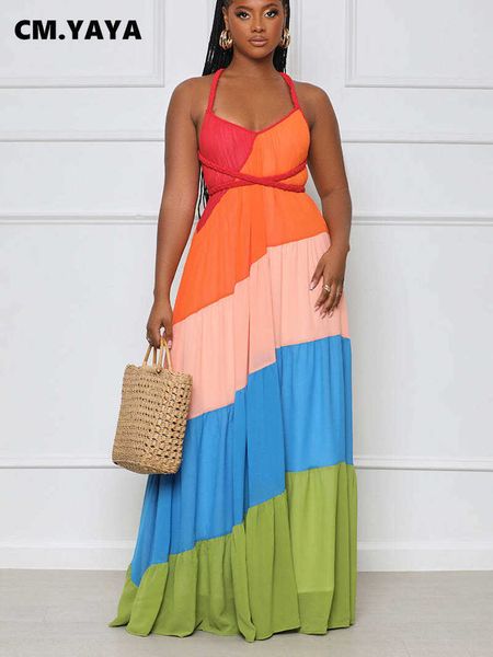casual dresses cmyaya elegant patchwork chiffon halter neck backless big swing loose maxi long dress 2022 summer beach sleeveless dresses z0, Black;gray
casual dresses cmyaya elegant patchwork chiffon halter neck backless big swing loose maxi long dress 2022 summer beach sleeveless dresses z0, Black;gray