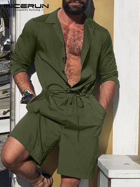 men's pants incerun fashion rompers solid color 2023 lapel long sleeve drawstring button jumpsuit streetwear casual cargo overalls 7 23, Black
men's pants incerun fashion rompers solid color 2023 lapel long sleeve drawstring button jumpsuit streetwear casual cargo overalls 7 23, Black