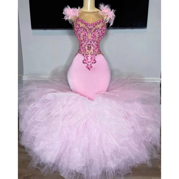 luxury pink mermaid prom dresses for black girls ruffles beads feathers formal party evening dress robe de bal
luxury pink mermaid prom dresses for black girls ruffles beads feathers formal party evening dress robe de bal
