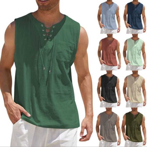 casual and simple men's vest fashion solid color cotton and linen short sleeveless t-shirt, White;black
casual and simple men's vest fashion solid color cotton and linen short sleeveless t-shirt, White;black