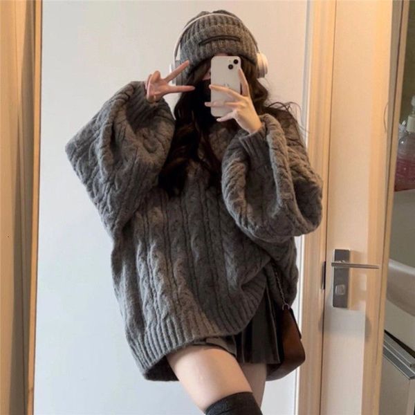 women's sweaters retro solid color oversized sweater fashion grey loose v-neck sweater women korean style casual simple pullover 230303, White;black
women's sweaters retro solid color oversized sweater fashion grey loose v-neck sweater women korean style casual simple pullover 230303, White;black