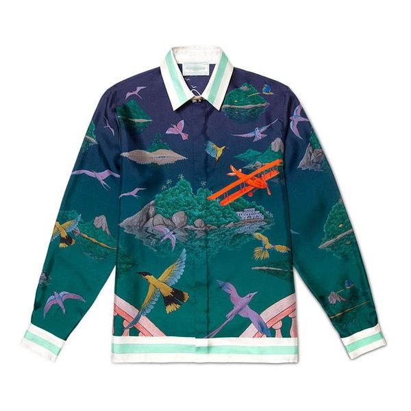 casablanca sicilian island flower and bird printed silk mens and womens hawaiian fashion long sleeve shirt, White;black
casablanca sicilian island flower and bird printed silk mens and womens hawaiian fashion long sleeve shirt, White;black