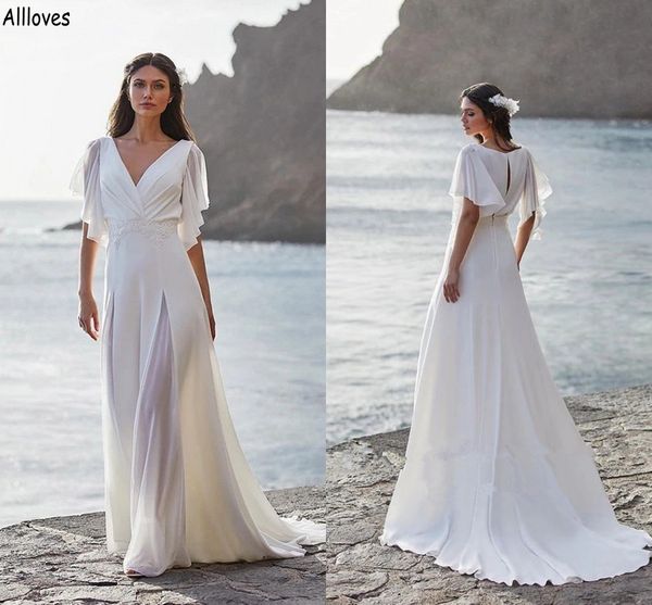 summer beach chiffon a line wedding dresses for women plus size v neck half flare sleeves boho bridal gowns sweep train high split fashion r, White
summer beach chiffon a line wedding dresses for women plus size v neck half flare sleeves boho bridal gowns sweep train high split fashion r, White