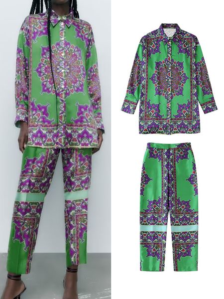 womens two piece pants traf est fashion print shirts sets long sleeved chic blousesanklelength street casual bandage outwear 230302, White
womens two piece pants traf est fashion print shirts sets long sleeved chic blousesanklelength street casual bandage outwear 230302, White