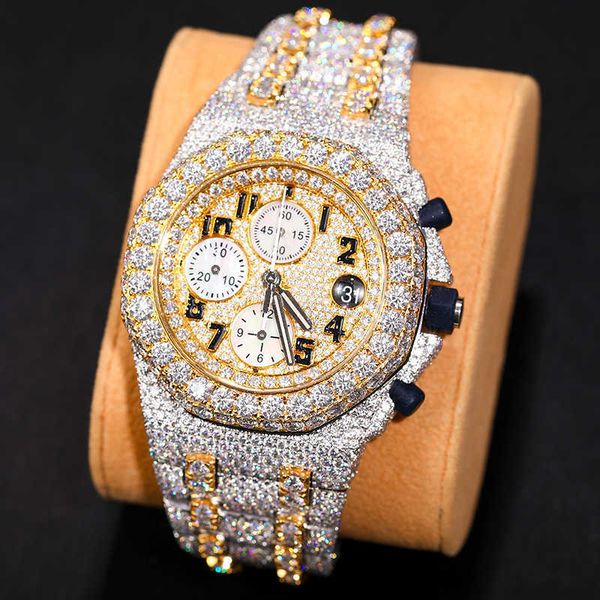 0owi luxury gold plated iced out wrist 925 sterling sier vvs moissanite diamond hip hop quartz watch for men, Silver
0owi luxury gold plated iced out wrist 925 sterling sier vvs moissanite diamond hip hop quartz watch for men, Silver