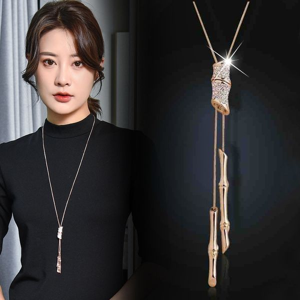 fashion rhinestone bamboo pendant necklaces women's fashion sweater jewelry accessories gifts, Silver
fashion rhinestone bamboo pendant necklaces women's fashion sweater jewelry accessories gifts, Silver