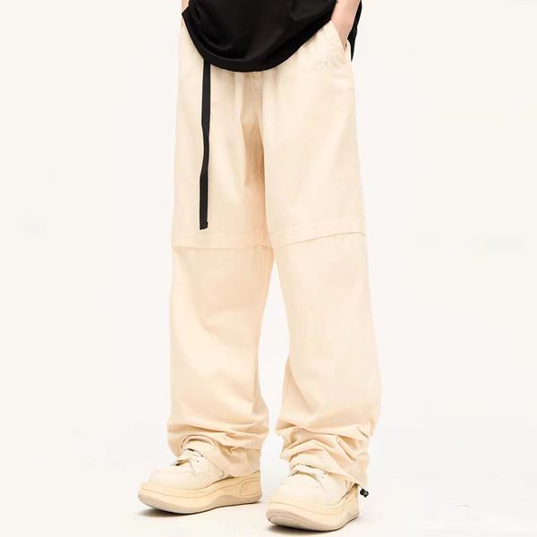 wide leg drawstring cargos men's plus size pants and women's straight casual overalls summer thin pants, Black;brown
wide leg drawstring cargos men's plus size pants and women's straight casual overalls summer thin pants, Black;brown