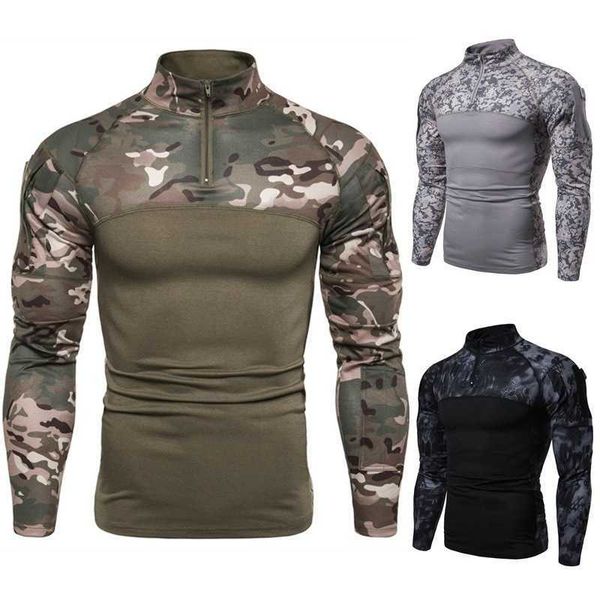 fashion camouflage men's t-shirt outdoor fitness long-sleeved zippered t-shirt elastic slim top, White;black
fashion camouflage men's t-shirt outdoor fitness long-sleeved zippered t-shirt elastic slim top, White;black
