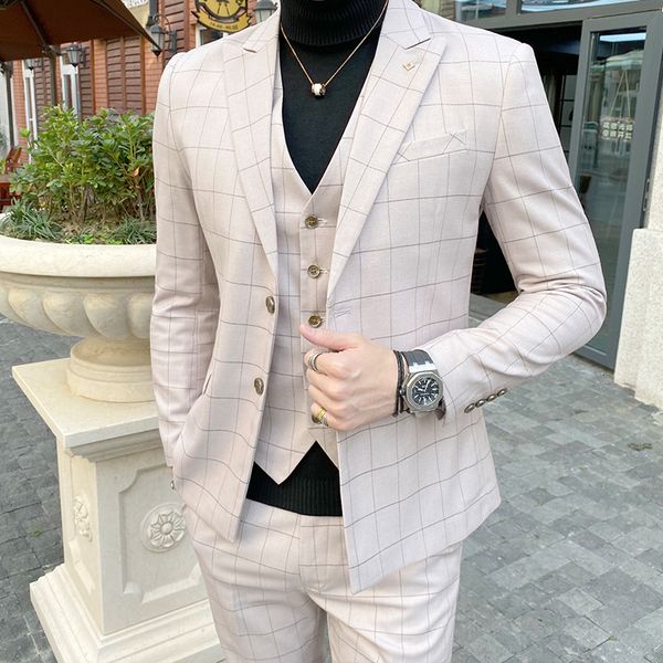 men's suits blazers men 3 piece suit jacketsvestpants fashion boutique stripe plaid suit mens casual business suit groom wedding dress, White;black
men's suits blazers men 3 piece suit jacketsvestpants fashion boutique stripe plaid suit mens casual business suit groom wedding dress, White;black