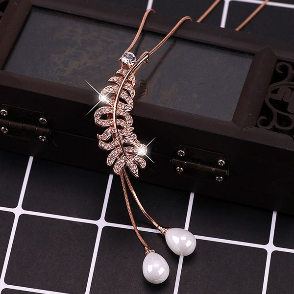 fashion trend feather long tassel necklace zircon sweater chain fashion fall winter women's accessories necklace jewelry, Silver
fashion trend feather long tassel necklace zircon sweater chain fashion fall winter women's accessories necklace jewelry, Silver