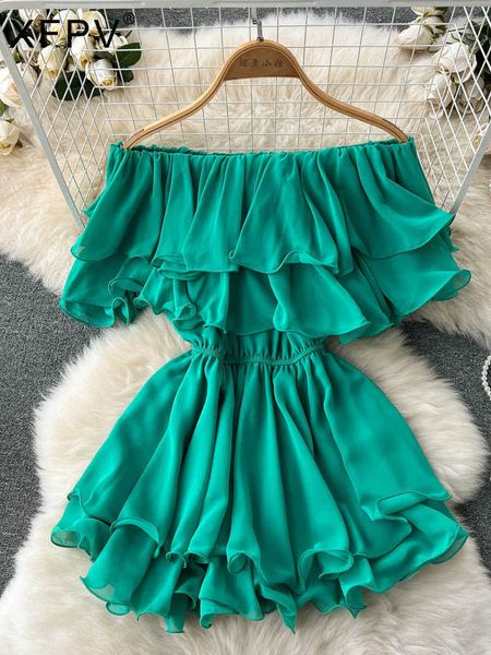 casual dresses xfpv women chic slim ruffled slash neck off shoulder short chiffon dress y2k ladies sweet korea girl's summer 2023 sm280, Black;gray
casual dresses xfpv women chic slim ruffled slash neck off shoulder short chiffon dress y2k ladies sweet korea girl's summer 2023 sm280, Black;gray