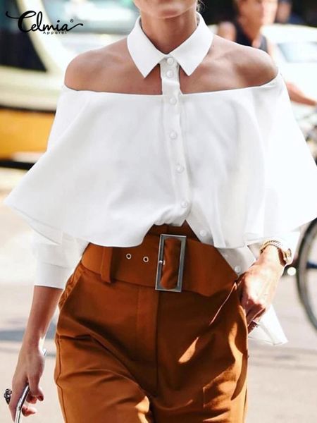 womens blouses shirts celmia women off shoulder white summer tunics halter shirt fashion blouse 34 sleeve casual solid elegant blusas 23030
womens blouses shirts celmia women off shoulder white summer tunics halter shirt fashion blouse 34 sleeve casual solid elegant blusas 23030