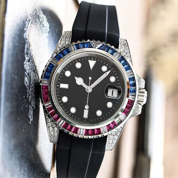 new diamond mens automatic mechanical watches 40mm rubber strap full stainless steel wristwatches watch business casual montre de luxe, Slivery;brown
new diamond mens automatic mechanical watches 40mm rubber strap full stainless steel wristwatches watch business casual montre de luxe, Slivery;brown