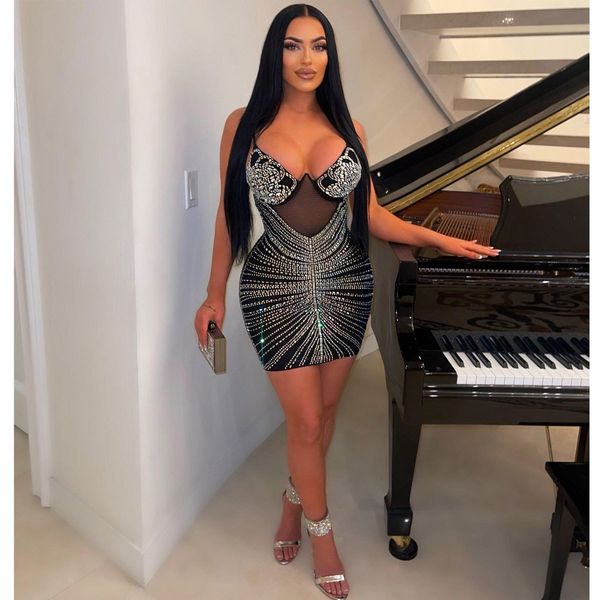 casual dresse spaghetti strap mini diamond sheer mesh party night clubwear for outfit 230303, Black;gray
casual dresse spaghetti strap mini diamond sheer mesh party night clubwear for outfit 230303, Black;gray