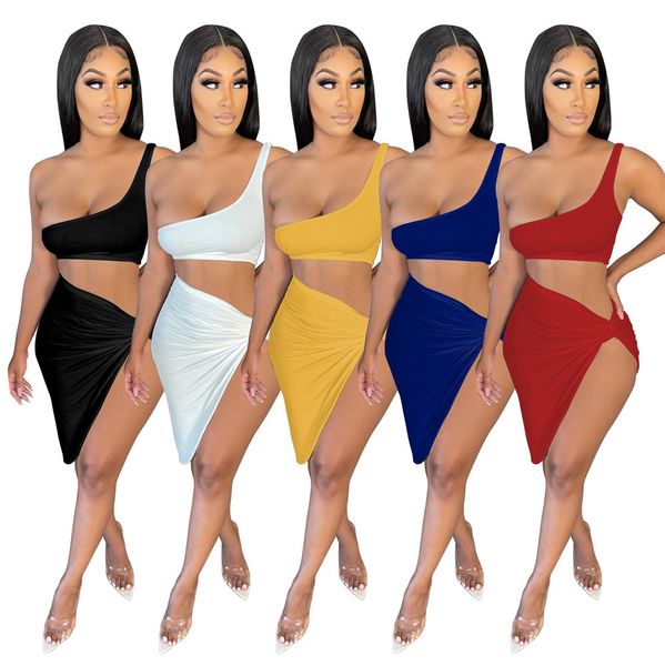 2023 women fashion casual two piece dress summer asymmetrical 2 piece set solid color sleeveless clothing dhl, White
2023 women fashion casual two piece dress summer asymmetrical 2 piece set solid color sleeveless clothing dhl, White