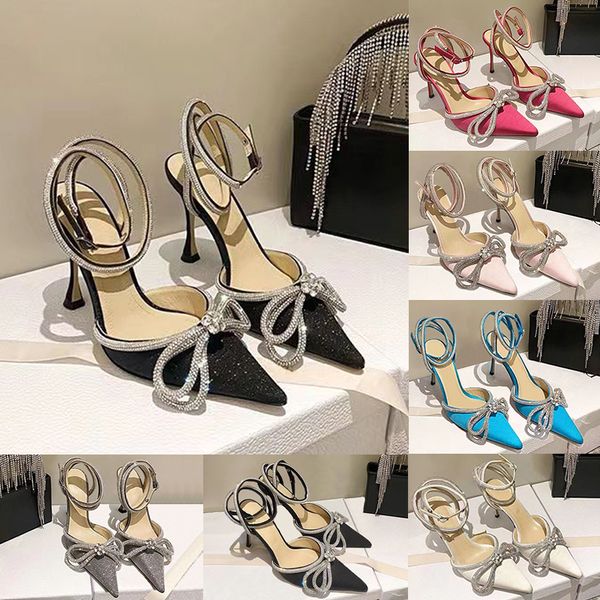 box designer with dress shoes luxury sandals mach 100 silk satin double bow crystal pumps white pink blue wedding women high heels slipper, Black
box designer with dress shoes luxury sandals mach 100 silk satin double bow crystal pumps white pink blue wedding women high heels slipper, Black