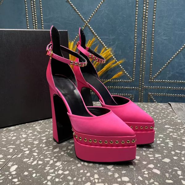 runway platform women's pointed end dress shoes metal small round nails decorative high heels ankle strap block luxury designers for wo, Black
runway platform women's pointed end dress shoes metal small round nails decorative high heels ankle strap block luxury designers for wo, Black