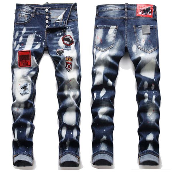 new 2023 fashion designer mens jeans badge rips stretch black jeans men's fashion slim fit washed motocycle denim pants panelled hip ho, Blue
new 2023 fashion designer mens jeans badge rips stretch black jeans men's fashion slim fit washed motocycle denim pants panelled hip ho, Blue