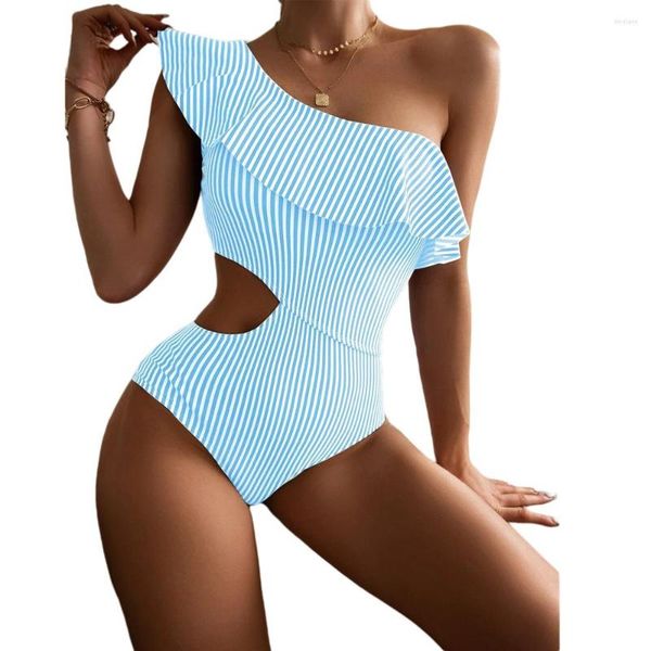 women's swimwear ruffle stripe female bodysuit one piece single shoulder women swimsuit printed multicolor ladies bathing suit, White;black
women's swimwear ruffle stripe female bodysuit one piece single shoulder women swimsuit printed multicolor ladies bathing suit, White;black