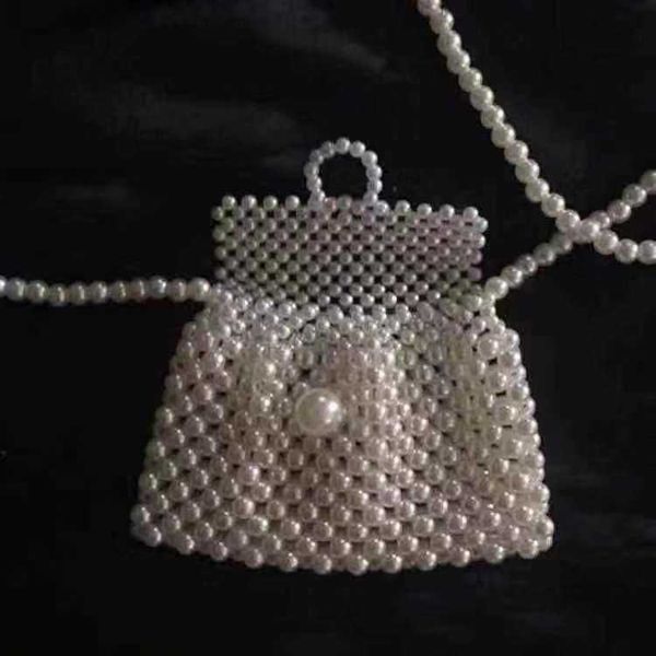 pure handmade small pearl waist bag handmade beaded rope bag messenger women's waist girl decorative woman 230304
