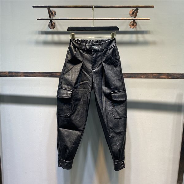 men's pants 2023 spring autumn trendy casual leather overalls motorcycles loose pu pencil many pockets elegant trousers 230303, Black
men's pants 2023 spring autumn trendy casual leather overalls motorcycles loose pu pencil many pockets elegant trousers 230303, Black
