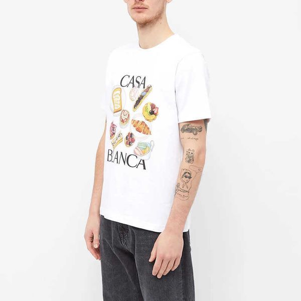 casablanca designer classic fashion cotton t shirt afternoon tea hamburg print men and women loose versatile short sleeve tee, White;black
casablanca designer classic fashion cotton t shirt afternoon tea hamburg print men and women loose versatile short sleeve tee, White;black