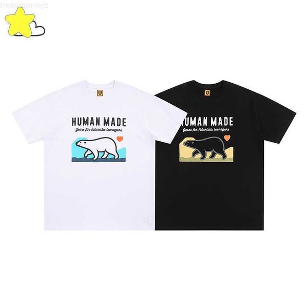 black white human made short sleeve men women t-shirts cartoon polar bear printing pattern tees 0304, White;black
black white human made short sleeve men women t-shirts cartoon polar bear printing pattern tees 0304, White;black