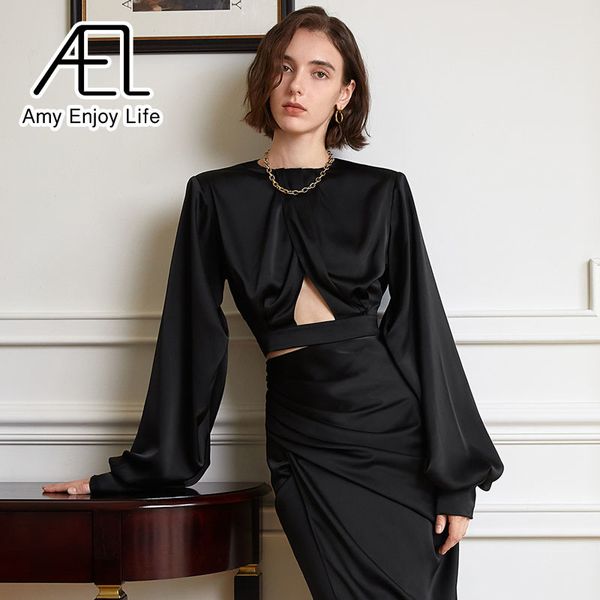 women s blouses shirts ael elegant satin blouse women o neck loose crop long sleeve solid color office ladies fashion streetwear black 23030, White
women s blouses shirts ael elegant satin blouse women o neck loose crop long sleeve solid color office ladies fashion streetwear black 23030, White