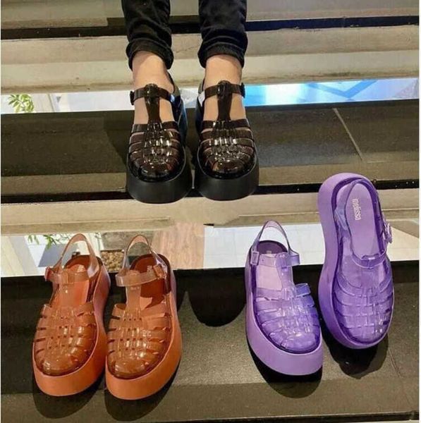 fashion designer melissa cutout design women roman foam rubber jelly transparent clear platform sandals summer buckle beach casual shoes, Black
fashion designer melissa cutout design women roman foam rubber jelly transparent clear platform sandals summer buckle beach casual shoes, Black