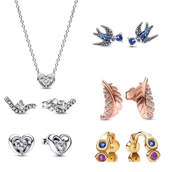 love stud earrings for women bird feather necklace diy fit pandora designer jewelry earings gifts, Golden;silver
love stud earrings for women bird feather necklace diy fit pandora designer jewelry earings gifts, Golden;silver