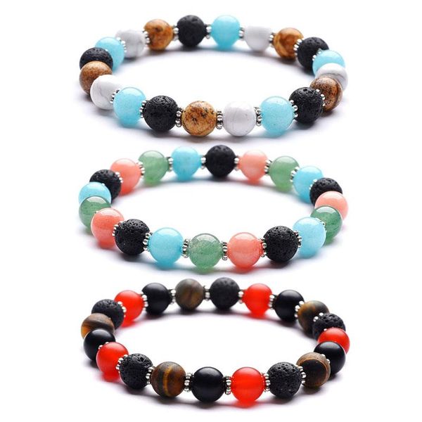 8mm colorful natural stone handmade beaded strands charm bracelets elastic jewelry for women men lover, Black
8mm colorful natural stone handmade beaded strands charm bracelets elastic jewelry for women men lover, Black