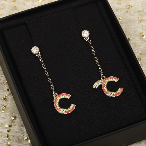 2023 luxury quality charm drop earring with colorful diamond long chain in 18k gold palted have box stamp ps3805, Golden
2023 luxury quality charm drop earring with colorful diamond long chain in 18k gold palted have box stamp ps3805, Golden