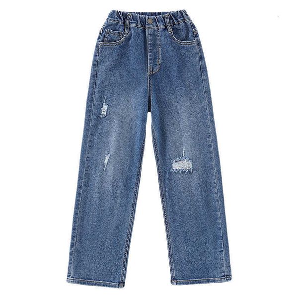 girls' wide legged pants pierced jeans girls' older chil1en's pants loose fashion pants foreign style spring and autumn chil1, Blue
girls' wide legged pants pierced jeans girls' older chil1en's pants loose fashion pants foreign style spring and autumn chil1, Blue