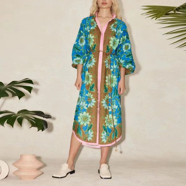 australian designer dress blue floral print long sleeved midi shirt dress, Black;gray
australian designer dress blue floral print long sleeved midi shirt dress, Black;gray