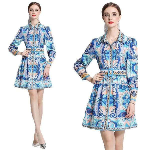 2023 floral blue party mini dress puff sleeve women designer paisley print lapel holiday loose big swing dresses ladies office chic slim a-l, Black;gray
2023 floral blue party mini dress puff sleeve women designer paisley print lapel holiday loose big swing dresses ladies office chic slim a-l, Black;gray