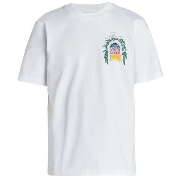 casablanca designer classic fashion cotton t shirt star castle men and women loose versatile short sleeve tee, White;black
casablanca designer classic fashion cotton t shirt star castle men and women loose versatile short sleeve tee, White;black