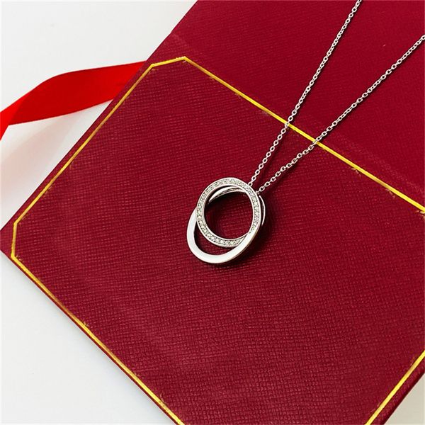 double ring carti necklace full cz two rows women men chain crystal diamond pendant love necklaces designer 316l titanium steel wholesale je, Silver
double ring carti necklace full cz two rows women men chain crystal diamond pendant love necklaces designer 316l titanium steel wholesale je, Silver