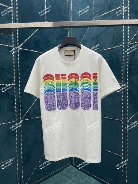 classic design summer men's designer t-shirt casual men's women's t-shirt embroidered multicolor sequin short-sleeved luxury, White;black
classic design summer men's designer t-shirt casual men's women's t-shirt embroidered multicolor sequin short-sleeved luxury, White;black