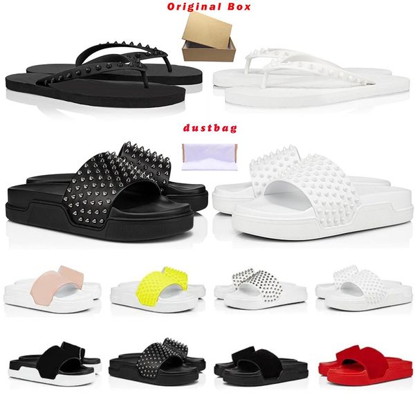 with box luxury summer red slippers fashion slides triple black white spikes designer mens flat flip flops beach l platform bottoms sandals
with box luxury summer red slippers fashion slides triple black white spikes designer mens flat flip flops beach l platform bottoms sandals