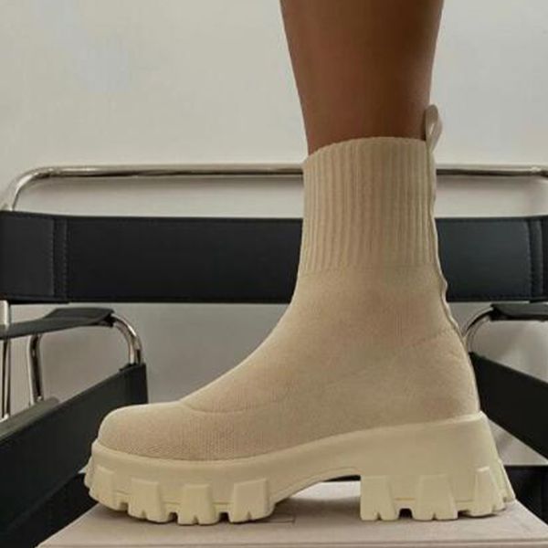 new winter round-headed martin boots thick-soled fashion knitted booties ladies low socks boots, Black
new winter round-headed martin boots thick-soled fashion knitted booties ladies low socks boots, Black