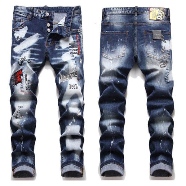 fashion designer mens jeans badge rips stretch black jeans men's fashion slim fit washed motocycle denim pants panelled hip hop trouser, Blue
fashion designer mens jeans badge rips stretch black jeans men's fashion slim fit washed motocycle denim pants panelled hip hop trouser, Blue