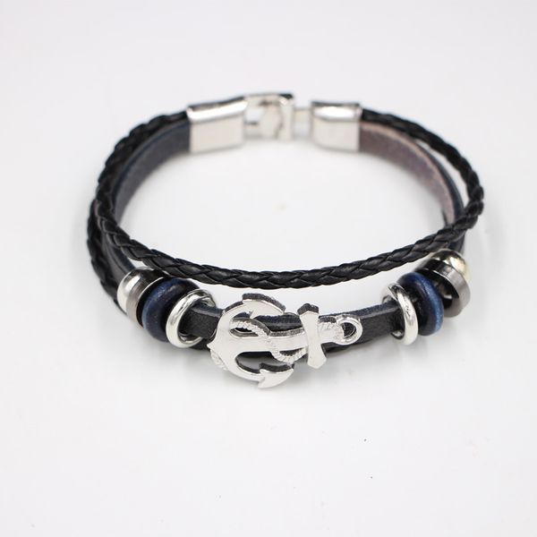 european and american punk hand-woven leather anchor bracelet men's bracelet chain bracelet, Black
european and american punk hand-woven leather anchor bracelet men's bracelet chain bracelet, Black