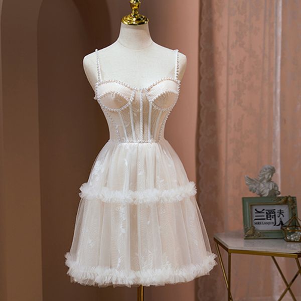 lovely blush party dresses lace cocktail gowns spaghetti lace-up back knee length, Black
lovely blush party dresses lace cocktail gowns spaghetti lace-up back knee length, Black