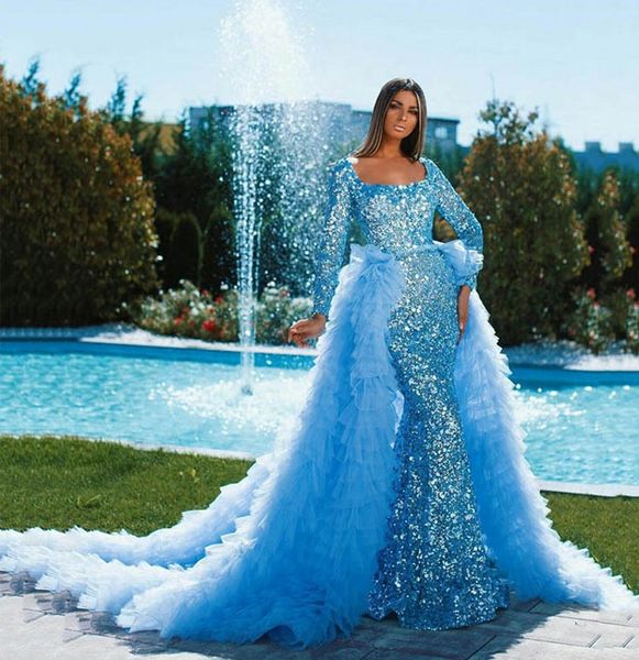 blue gorgeous mermaid prom dress square long sleeves sparkly sequins with detachable train women evening formal gowns robe de soiree 2023, Black
blue gorgeous mermaid prom dress square long sleeves sparkly sequins with detachable train women evening formal gowns robe de soiree 2023, Black
