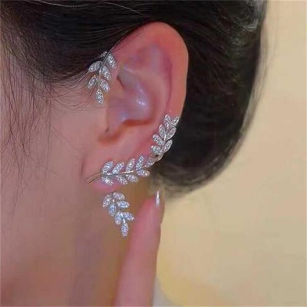 new super flash diamond willow leaf ear cuff women's one-piece xianqi leaf earrings ab1100, Silver
new super flash diamond willow leaf ear cuff women's one-piece xianqi leaf earrings ab1100, Silver