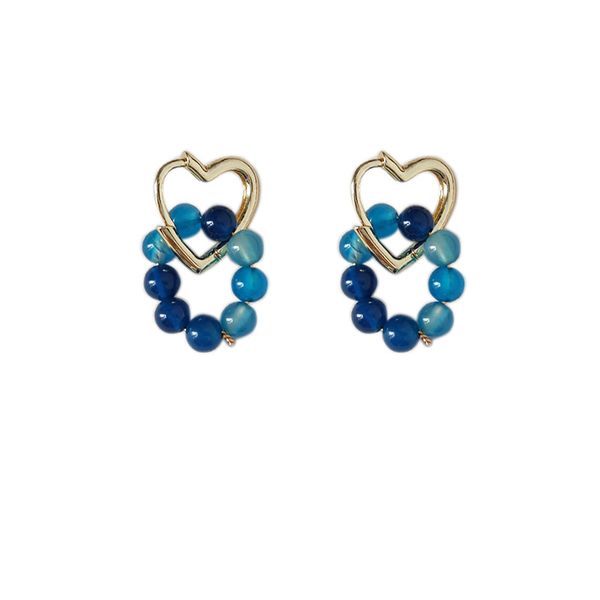 s3472 azure planet geometric heart dangle earrings blue glass beads earrings, Silver
s3472 azure planet geometric heart dangle earrings blue glass beads earrings, Silver