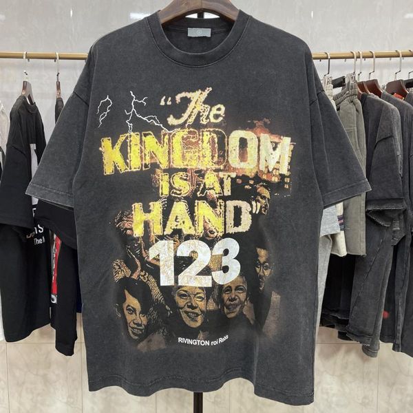 men's plus tees tshirts print washed old short sleeve high street vintage t-shirt for women, Black;brown
men's plus tees tshirts print washed old short sleeve high street vintage t-shirt for women, Black;brown