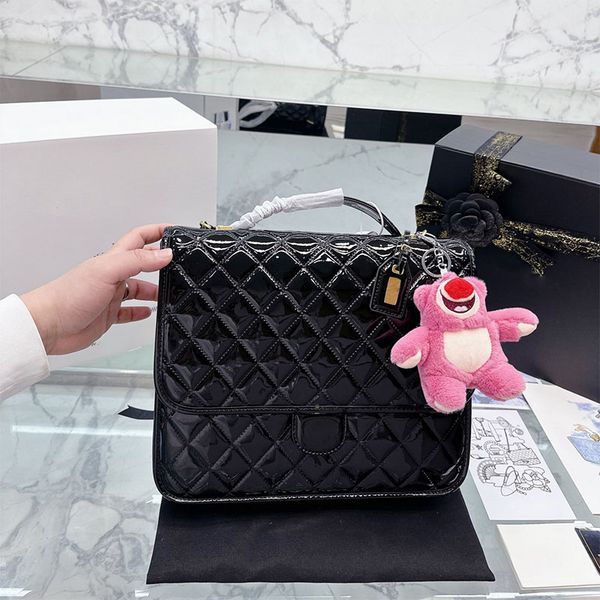 22k womens classic quilted backpack bags totes patent leather handle gold metal hardware matelasse chain with strawberry bear large capacity
22k womens classic quilted backpack bags totes patent leather handle gold metal hardware matelasse chain with strawberry bear large capacity