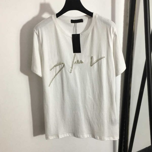 23ss designer women brand t-shirt round neck pure cotton short sleeve nail drill nail bead alphabet t-shirts leisure womens clothing a1, White
23ss designer women brand t-shirt round neck pure cotton short sleeve nail drill nail bead alphabet t-shirts leisure womens clothing a1, White