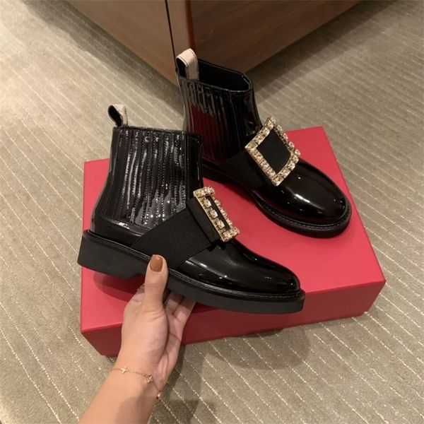brand boots cassic designer women's shoes low heel roger squarebuckle rhinestone short boots fashion diamond womens boots large size eu, Black
brand boots cassic designer women's shoes low heel roger squarebuckle rhinestone short boots fashion diamond womens boots large size eu, Black